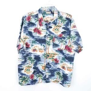 Natural Issues Mens Hawaiian Shirt Short Sleeve XXL, Blue Orange, Cotton blend